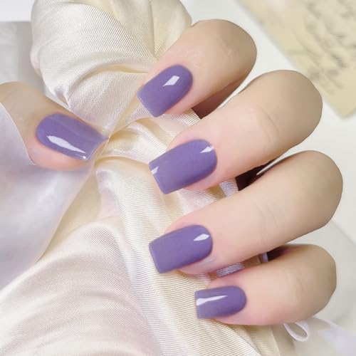 Ceboic 20Pcs Gel Nagellack Aufkleber | Nagelfolien Selbstklebend | Reine Farbe Halbgehärtete UV Gel Strips | Langanhaltend Gel Nagellackstreifen | Französisch Lila Gellack Wraps für Frauen Mädchen von Ceboic