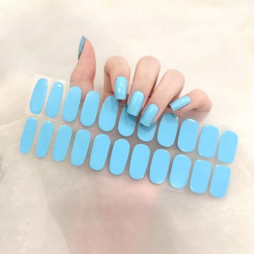 Ceboic 22 Stück Halbgehärtete Gel Nagelfolien, Gel Nagellack Aufkleber Nagelfolie UV Härtend, Nagelfolie Selbstklebend Fingernägel zum aufkleben für Damen Mädchen Nageldekoration - Himmel Blau von Ceboic