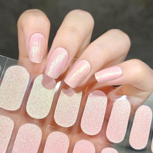 Ceboic 22 Stück Halbgehärtete Gel Nagelfolien, Gel Nagellack Aufkleber Nagelfolie UV Härtend, Nagelfolie Selbstklebend Fingernägel zum aufkleben für Damen Mädchen Nageldekoration - Rosa Aurora von Ceboic