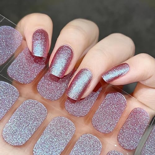 Ceboic 22 Stück Halbgehärtete UV Gel Strips, Gel-Nagelfolien UV Härtend Selbstklebend Full Wraps Nagelaufkleber, Langanhaltende Gel Nagellack Streifen für Frauen Mädchen Nageldekoration (Chamäleon) von Ceboic