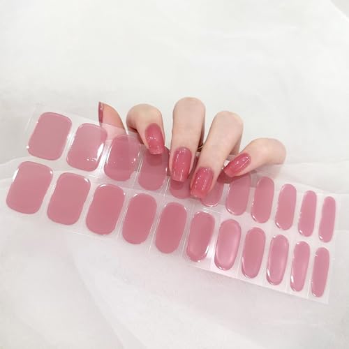 Ceboic 22Pcs UV Gel Nagelfolie, Halbgehärtete Gel Nagellack Aufkleber, Rein Farbe Nagellackstreifen zum Aufkleben, Langanhaltende Gel-Nagelfolien UV Härtend für Frauen Mädchen - Creme Glühen von Ceboic