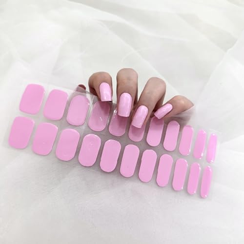 Ceboic 22Pcs UV Gel Nagelfolie, Halbgehärtete Gel Nagellack Aufkleber, Rein Farbe Nagellackstreifen zum Aufkleben, Langanhaltende Gel-Nagelfolien UV Härtend Cosmeticnailset für Frauen - Heiß Rosa von Ceboic