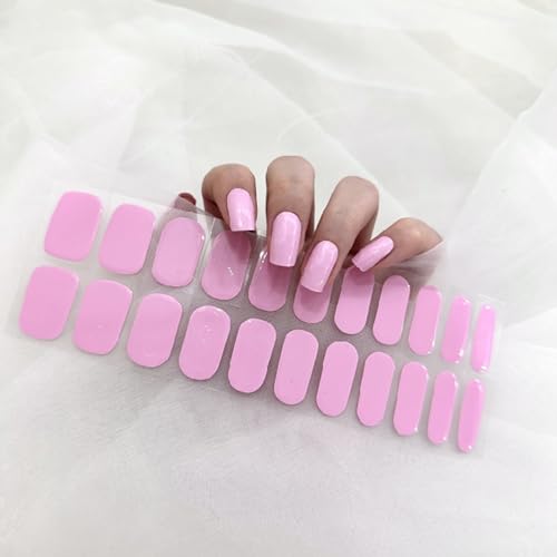 Ceboic 22Pcs UV Gel Nagelfolie, Halbgehärtete Gel Nagellack Aufkleber, Rein Farbe Nagellackstreifen zum Aufkleben, Langanhaltende Gel-Nagelfolien UV Härtend für Frauen Mädchen - Heiß Rosa von Ceboic