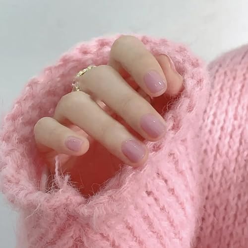 Ceboic 24 Stück Kurz Künstliche Nägel, French Kunstnägel Press on Nails Rein Farbe Fake Nägel zum Aufkleben mit Design, Rosa Lila Ballerina Acryl Falsche Nägel Square für Frauen Mädchen Nail Art von Ceboic