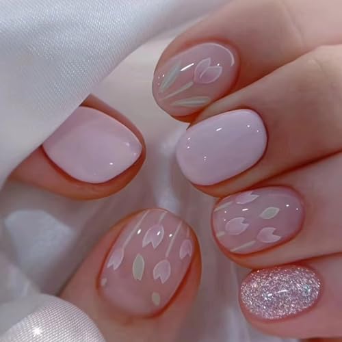 Ceboic 24 Stück Kurz Nägel Zum Aufkleben Mandel Lila Tulpen French Press on Nails Acryl Vollabdeckende Künstliche Fingernägel Oval Falsche Nägel für Frauen und Mädchen DIY Nagelkunst Ceboic 24 Stück Kurz Nägel Zum Aufkleben Mandel Lila Tulpen French Press on Nails Acryl Vollabdeckende Künstliche Fingernägel Oval Falsche Nägel für Frauen und Mädchen DIY Nagelkunst von Ceboic