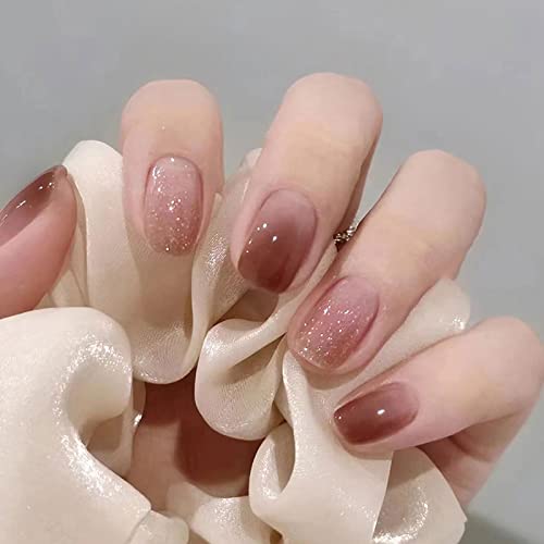 Ceboic 24 Stück Nägel Zum Aufkleben Eckig Kurz, Gradient French Press on Nail Künstliche Nägel, Glossy Acryl Falsche Nägel Fingernägel Fake Nails mit Klebelaschen für Frauen und Mädchen von Ceboic