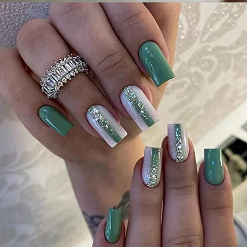 Ceboic 24 Stück Nägel Zum Aufkleben Kurz, Eckig Französische Grün Gradient Künstliche Nägel, Glossy Kunstnägel Press on Nails Acryl Stick auf Nägel für Frauen und Mädchen Ceboic 24 Stück Nägel Zum Aufkleben Kurz, Eckig Französische Grün Gradient Künstliche Nägel, Glossy Kunstnägel Press on Nails Acryl Stick auf Nägel für Frauen und Mädchen von Ceboic