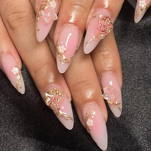 Ceboic 24 Stück Nägel Zum Aufkleben Mandel, French Tip Press on Nails Mittel, Glossy Rosa Schmetterling Falsche Nägel mit Blumen, Acryl Kunstnägel Fake Nails für Frauen Mädchen Maniküre Ceboic 24 Stück Nägel Zum Aufkleben Mandel, French Tip Press on Nails Mittel, Glossy Rosa Schmetterling Falsche Nägel mit Blumen, Acryl Kunstnägel Fake Nails für Frauen Mädchen Maniküre von Ceboic