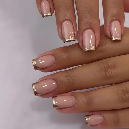 Ceboic 24 Stück Press on Nails Kurz, Französisch Gold Rand Künstliche Nägel Eckig Fingernägel zum Aufkleben, Acryl Kunstnägel Fake Nails Full Cover Falsche Nägel für Frauen und Mädchen Nagelkunst Ceboic 24 Stück Press on Nails Kurz, Französisch Gold Rand Künstliche Nägel Eckig Fingernägel zum Aufkleben, Acryl Kunstnägel Fake Nails Full Cover Falsche Nägel für Frauen und Mädchen Nagelkunst von Ceboic
