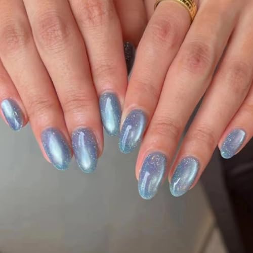 Ceboic 24Pcs French Press on Nails Kurz Mandel, Glänzend Nägel zum Aufkleben Acryl Fingernägel Künstliche Nägel, Glossy Kunstnägel Selbstklebende Ballerina Falsche Nägel für Frauen - Blau Katzenauge Ceboic 24Pcs French Press on Nails Kurz Mandel, Glänzend Nägel zum Aufkleben Acryl Fingernägel Künstliche Nägel, Glossy Kunstnägel Selbstklebende Ballerina Falsche Nägel für Frauen - Blau Katzenauge von Ceboic