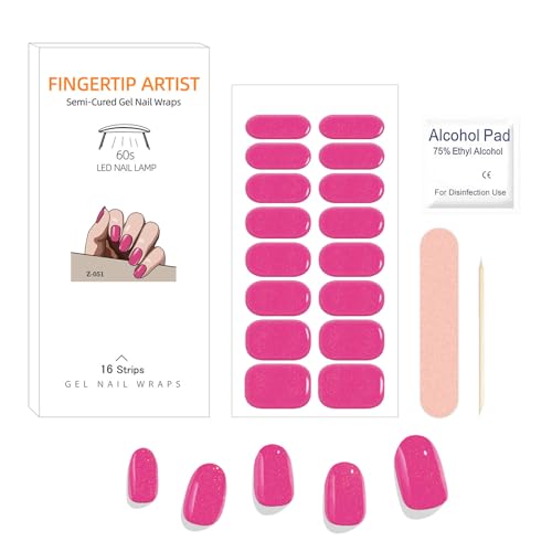 Ceboic Halb Ausgehärtete UV Gel Nagelfolien, 22 Aufkleber Einfarbig Gel Nagellack Streifen Rosa Nagelsticker, Full Wraps Nagelfolie Selbstklebend Maniküre Starterset für Damen Mädchen Nageldesign von Ceboic