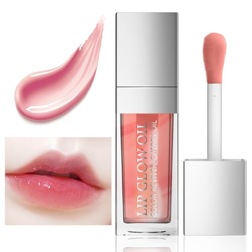 Ceboic Hydrating Lip Glow Oil, Long Lasting Plumping Lip Gloss Transparent Lippenöl, Plump Lippe Glühöl Moisturizing Lippenpflege, Reduziert Feine Linien Nicht Klebriges Getönter Lipgloss (Rosa) von Ceboic