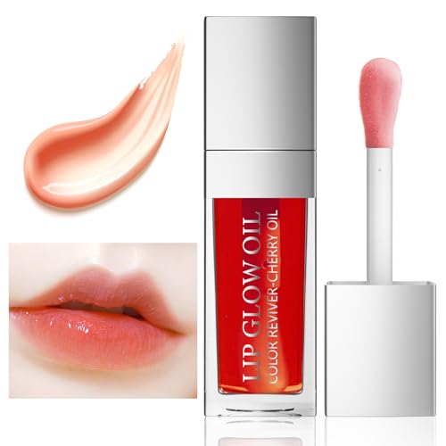 Ceboic Hydrating Lip Glow Oil, Long Lasting Plumping Lip Gloss Transparent Lippenöl, Plump Lippe Glühöl Moisturizing Lippenpflege, Reduziert Feine Linien Nicht Klebriges Getönter Lipgloss (Koralle) von Ceboic