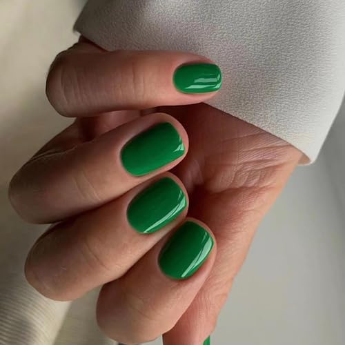 Ceboic Nägel zum Aufkleben Kurz Eckig Press on Nails Glänzend Reine Farbe Künstliche Nägel Acryl Full Cover Falsche Nägel French Kunstnägel Fake Nails für Frauen und Mädchen 24 Stück (Grün) von Ceboic