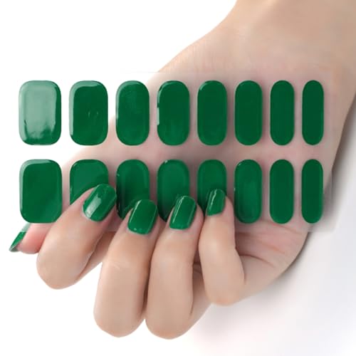 Ceboic Nagelfolie Selbstklebend, 16 Stück UV Gel Strips, Gel-Nagelfolien UV Härtend Langanhaltende Wasserdicht Maniküre Starterset, Französische Gel Nail Stickers für Damen und Mädchen (Smaragdgrün) von Ceboic