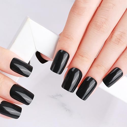 Ceboic Nagelfolie Selbstklebend, 16 Stück UV Gel Strips, Gel-Nagelfolien UV Härtend Langanhaltende Wasserdicht Maniküre Starterset für Damen und Mädchen (Dunkel Schwarz) von Ceboic