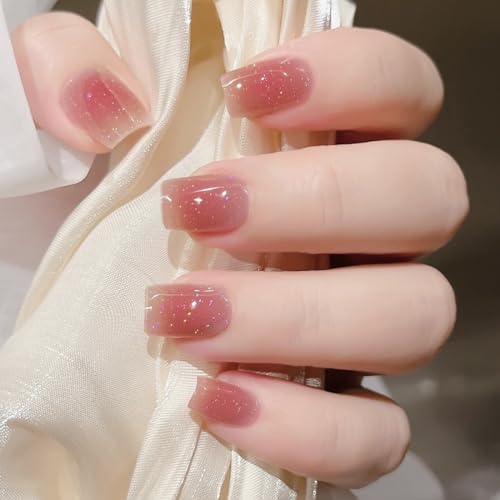 Ceboic UV Gel Nagelfolien, 20 Stück Gel Nagellack Aufkleber UV/LED-Lampe Erforderlich, Gel-Nagelfolien UV Härtend, Nagelfolie Selbstklebend Gellack Wraps für Salonqualität Maniküre - Rouge Schimmer von Ceboic