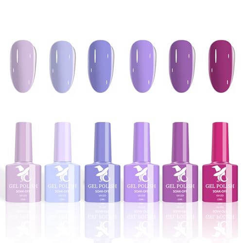 Ceboic UV Nagellack Set, 6 Farben Lila Wisteria Dunkellila Purpurrot Glitzer Gel Nagellack Soak-Off UV LED Shellac Nagellack Polish Geschenk für Anfänger Home DIY Nail Art Maniküre Salon, 10ML von Ceboic