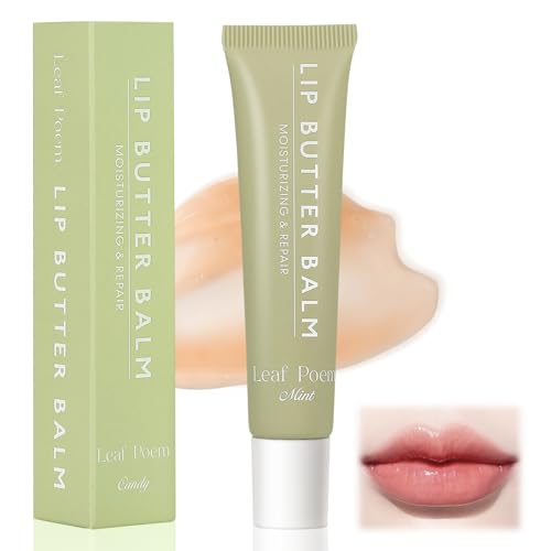 Summer Lippenbalsam mit Butter, Lip Butter Balm, Lippenbutter Balsam für Sofortige Feuchtigkeit, Glanz und Hydration, Pflegende Lippenmaske mit Pflanzenextrakt, Glänzendes Lippenöl (Minze) von Ceboic