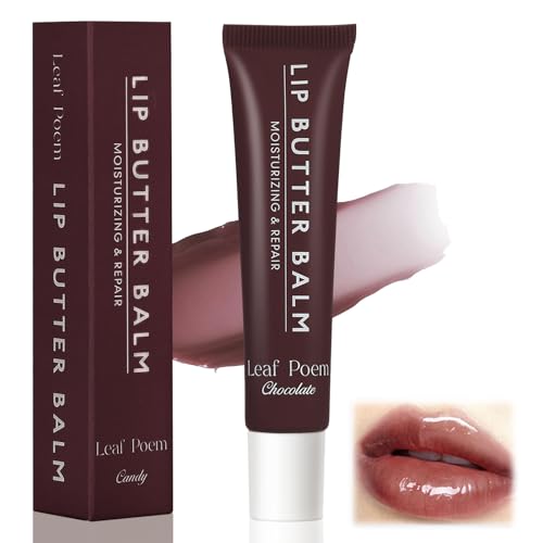 Summer Lippenbalsam mit Butter, Lip Butter Balm, Lippenbutter Balsam für Sofortige Feuchtigkeit, Glanz und Hydration, Pflegende Lippenmaske mit Pflanzenextrakt, Glänzendes Lippenöl (Schokolade) von Ceboic