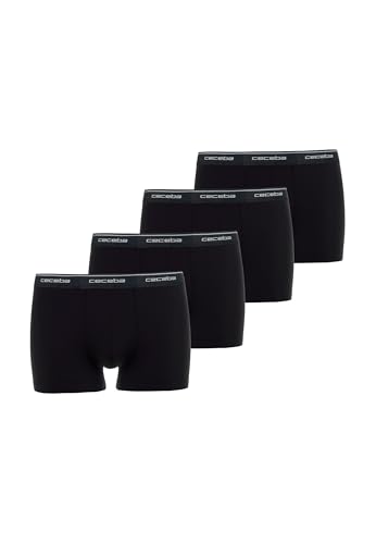 CECEBA Herren Boxershorts, 4er Pack - Monza, Unterwäsche, Logo, einfarbig Schwarz XL von Ceceba
