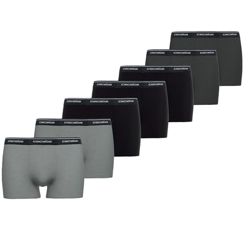 CECEBA Herren Boxershorts, 7er Pack - Monza, Unterwäsche, Logo, einfarbig Schwarz/Grau M von Ceceba