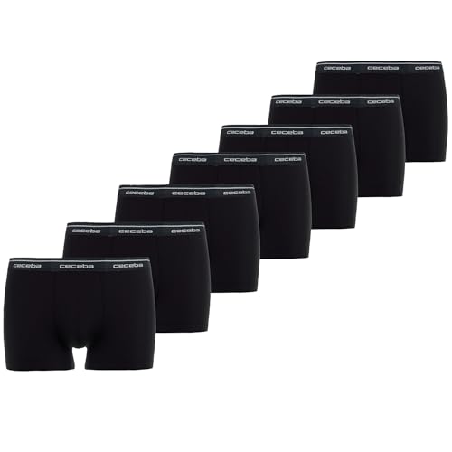 CECEBA Herren Boxershorts, 7er Pack - Monza, Unterwäsche, Logo, einfarbig Schwarz 4XL von Ceceba