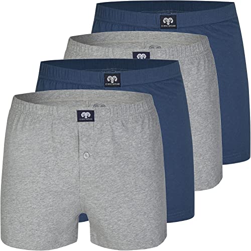 Ceceba 4 Stück Jersey Shorts Boxershorts Pant Unterhosen Herren große Größen schwarz weis blau grau M - 8XL, Grösse:8XL, Farbe:Mehrfarbig von Ceceba