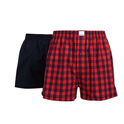 Ceceba Herren Boxershort, Unterhose, Shorts - Baumwolle, Popeline, rot, kariert, mit Eingriff, 2er Pack 4XL von Ceceba