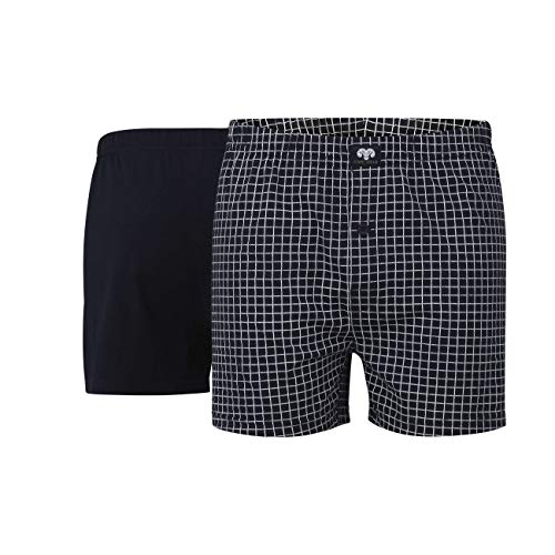 Ceceba Herren Boxershorts mit Eingriff (DE/NL/SE/PL, Alphanumerisch, 4XL, Regular, Regular, 1 x Navy | 1 x kariert) von Ceceba
