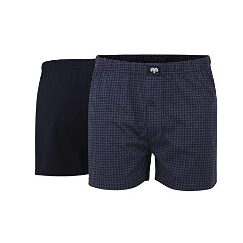Ceceba Herren Boxershorts mit Eingriff (DE/NL/SE/PL, Alphanumerisch, 4XL, Regular, Regular, 1 x Navy | 1 x Gemustert) von Ceceba