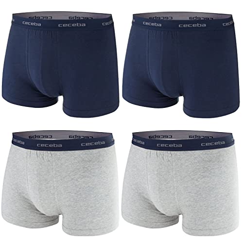 Ceceba Herren Boxershorts Pants Unterhosen Baumwolle | 4er Pack (3XL | 9, Dunkelblau | Grau Melange) von Ceceba