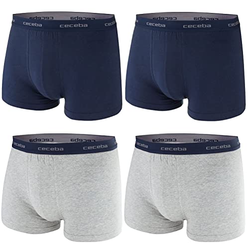 Ceceba Herren Boxershorts Pants Unterhosen Baumwolle | 4er Pack (M | 5, Dunkelblau | Grau Melange) von Ceceba