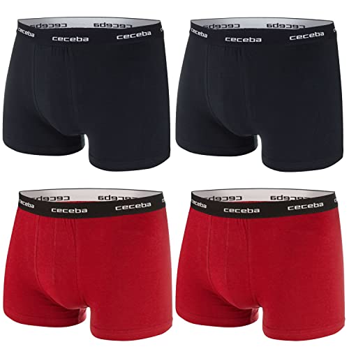 Ceceba Herren Boxershorts Pants Unterhosen Baumwolle | 4er Pack (M | 5, schwarz | rot) von Ceceba