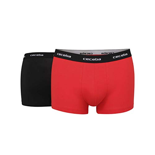 Ceceba Herren Boxershorts Pants Unterhosen Baumwolle | 4er Pack (XXL | 8, schwarz | rot) von Ceceba