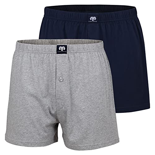 Ceceba Herren Boxershorts mit Eingriff (DE/NL/SE/PL, Alphanumerisch, 5XL, Regular, Regular, Navy/grau Melange) von Ceceba