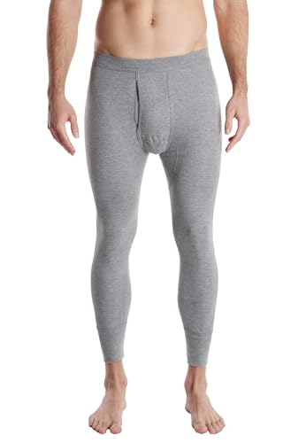 Ceceba Herren Lange Unterhose, Baumwolle, Doppelripp, grau, Uni, mit Bündchen, offener Eingriff 8 von Ceceba