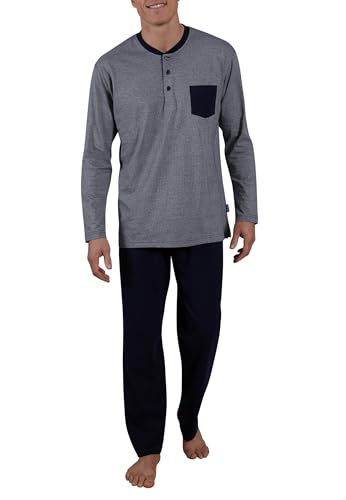 Ceceba Herren Pyjama, Langarm, Baumwolle, Single Jersey, Navy, gestreift 48 von Ceceba