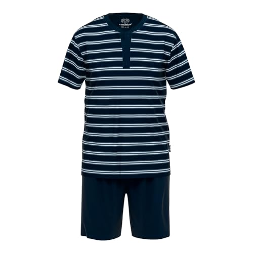 Ceceba Herren Pyjama Set Schlafanzug kurz Shorty Pure Cotton, Farbe:Blau, Artikel:-662 blau-dunkel-Ringel, Größe:3XL von Ceceba