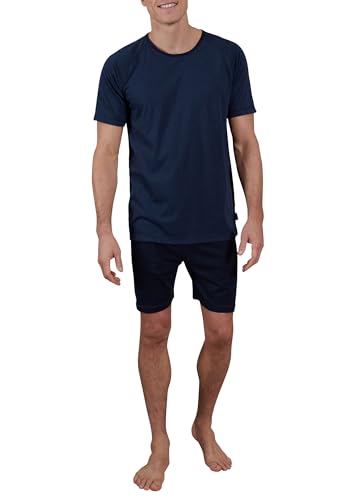 Ceceba Herren Schlafanzug Pyjama kurz Rundahls-Ausschnitt Klima aktiv Ringel | Gr. 52 von Ceceba