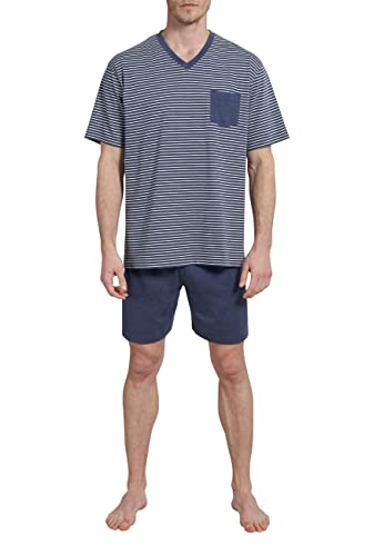 Ceceba Herren Shorty, Kurzarm, Baumwolle, Single-Jersey, blau, gestreift 48 von Ceceba