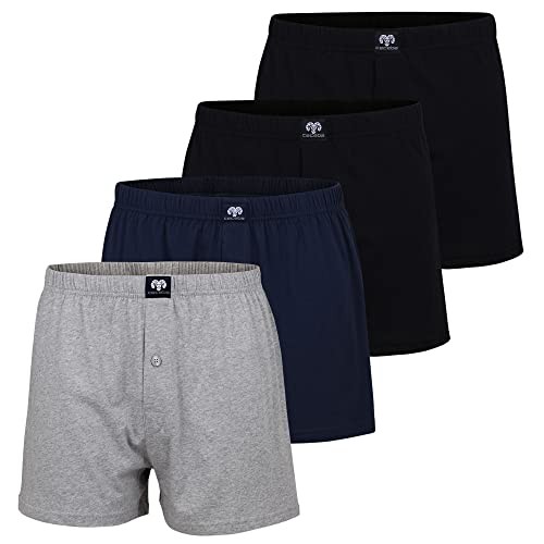 Ceceba Weite Herren Boxershorts 4 Stück, mit Eingriff, auch in Übergröße bis 8XL (XL / (7), 2 x schwarz | 1 x Graumelange | 1x Navy) von Ceceba