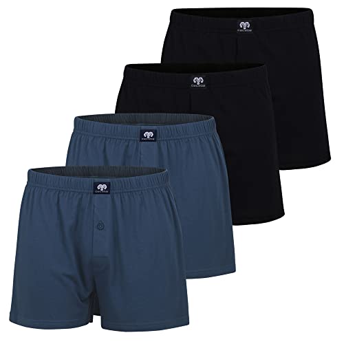 Ceceba Weite Herren Boxershorts 4 Stück, mit Eingriff, auch in Übergröße bis 8XL (XXL / (8), 2 x schwarz | 2 x blau) von Ceceba