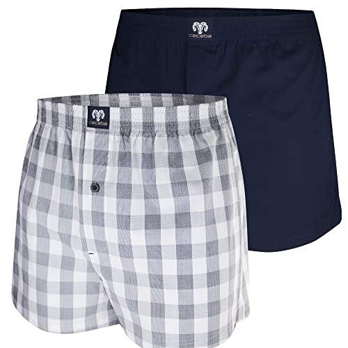 Ceceba Weite Herren Boxershorts Webboxer mit Eingriff kariert Uni | 2er Pack (as3, Alpha, 3X_l, Regular, Regular, Navy kariert) von Ceceba