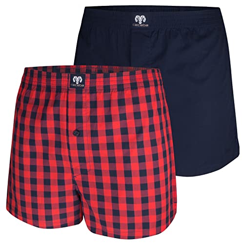 Ceceba Weite Herren Boxershorts Webboxer mit Eingriff kariert Uni | Gr. XL/7 | 2er Pack von Ceceba