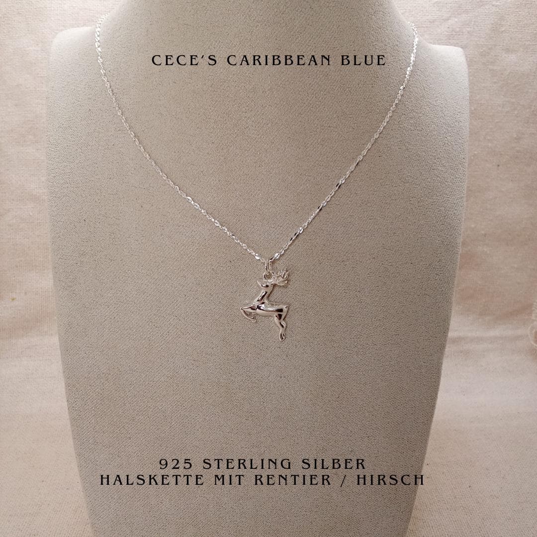 925 Sterling Silber Hirsch Halskette Rentier Weihnachten 925 Sterling Silber Hirsch Halskette Rentier Weihnachten von CecesCaribbeanBlue