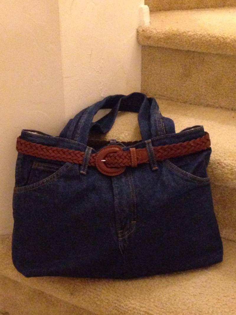 Handgemachte Jeans Handtasche Upcycled Denim Einkaufstasche von CeciNicoleShop