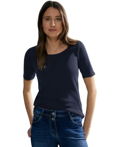 Cecil Damen Style Lena Basic T-Shirt Baumwolle, Universal Blue, XL EU von Cecil