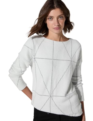 CECIL Damen B322389 Big Featheryarn Jacquard T-Shirt, Vanilla White,XL von Cecil