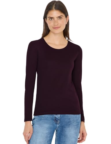 CECIL Basic Langarmshirt Eggplant red XS von Cecil